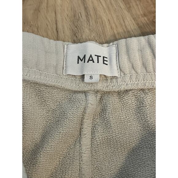Mate The Label Organic Fleece Jogger Pocket Sweatpants Bone Ivory S Women $128 - Picture 8 of 11